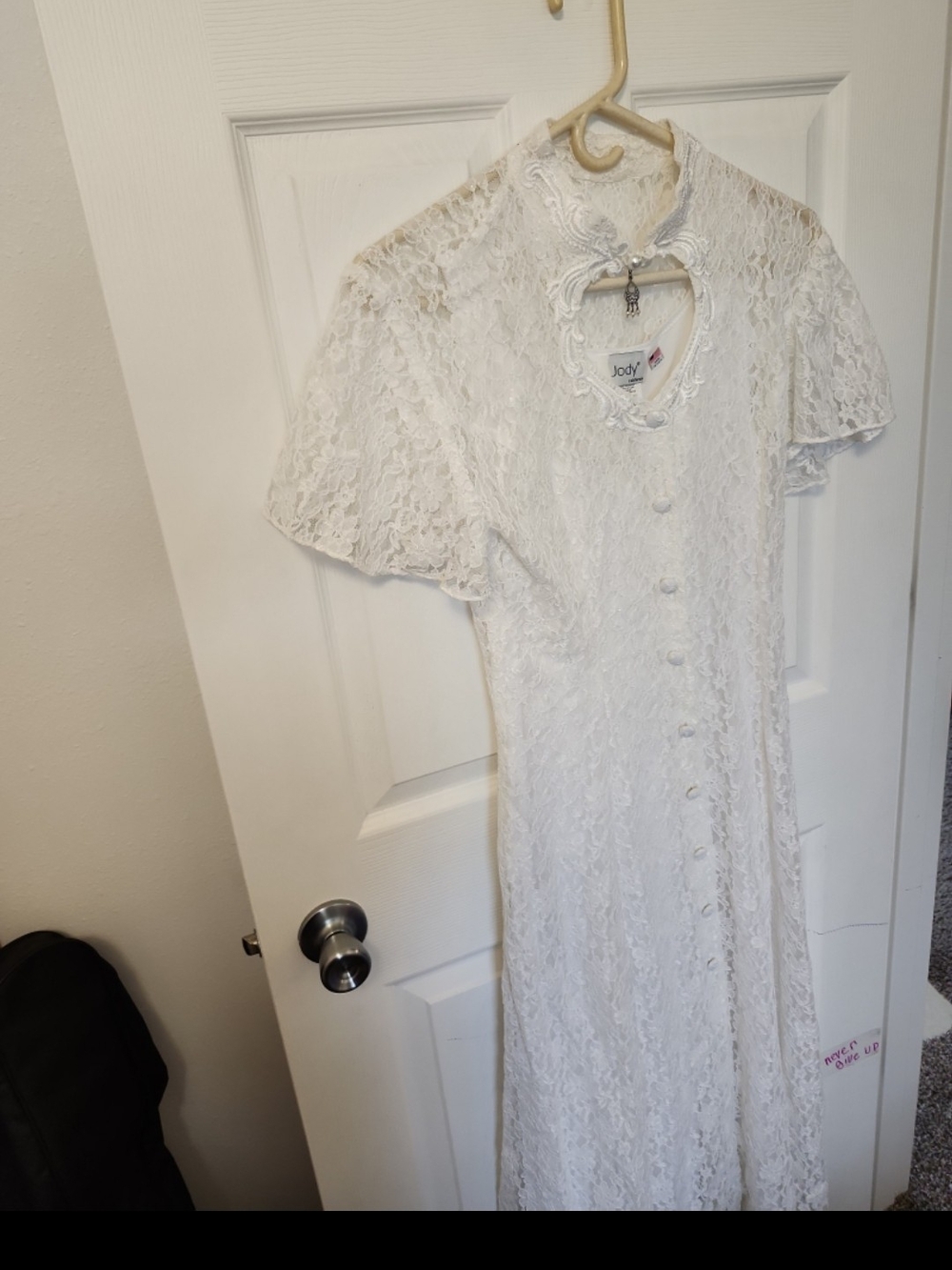 Vtg 70s/80 Dawn Jody California Lace Sweetheart Key Hole Corset  Dress Sz 9